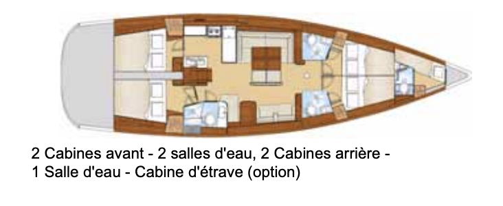 Plan des cabines du Bénéteau Océanis 54